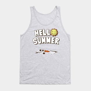 Hello Summer Funny Summer Sun Frozen Snowman Outdoors Cartoon Tank Top